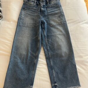 Lucky Brand Legend high-rise wide-leg cropped jeans with patch pockets